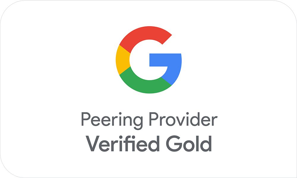 Google Peering Provider Verified Gold badge.